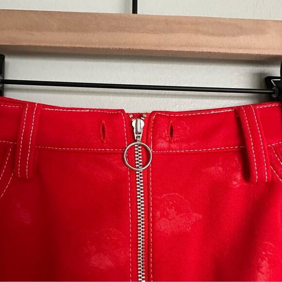 Adidas Women Originals x Fiorucci Jacquard Trefoil Red Mini Skirt - Picture 8 of 9